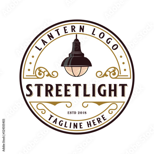 street lamp vintage logo design. street lamp concept with decorative ornaments. suitable for businesses that want to look classic.