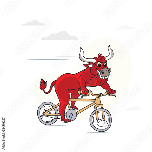 bull ride cycle illustration 