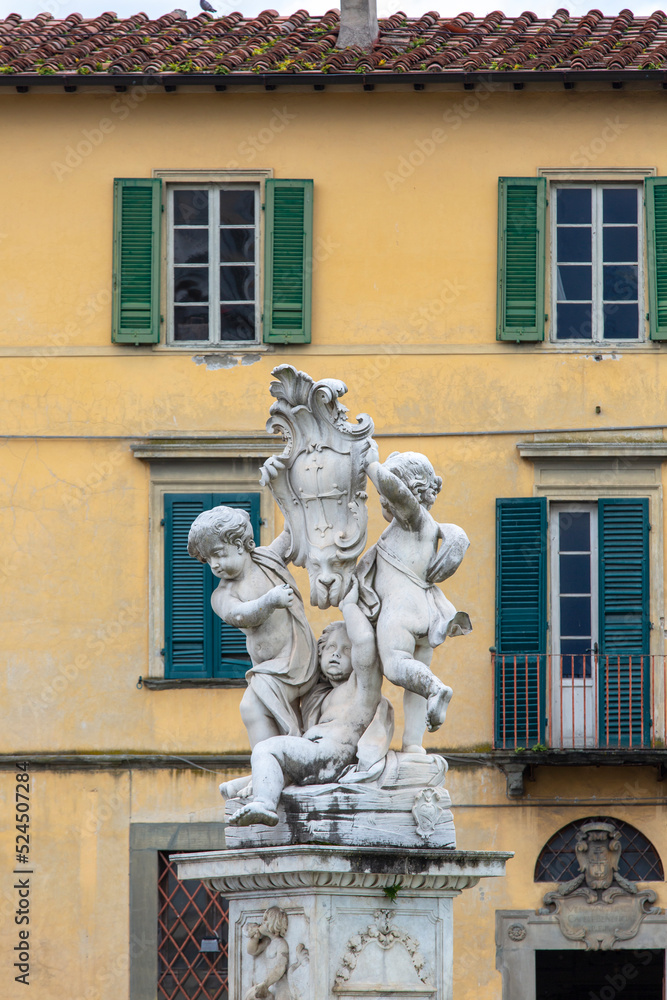 17th century Fountain with Angels (Fontana dei Putti) located in Piazza del Duomo, Pisa, Italy