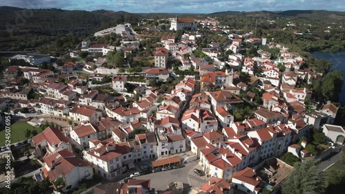 Aerial drone view of Constancia in Santarem district, Portugal. The population is just over 4,000 photo