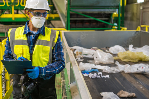 Fotografie, Tablou Waste Management Sorting Facility Worker