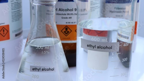 ethyl alcohol, a chemical used in laboratories and flammable photo