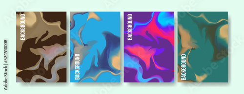 Set Of Fluid Marble Cover Design Template in A4 Size. Colorful Background For Brochure, Flyer and Business Presentation