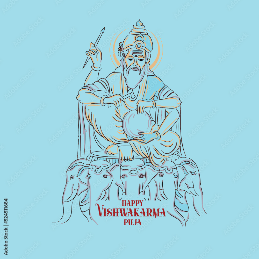 Vishwakarma day - indian god festival vector illustration. | CanStock