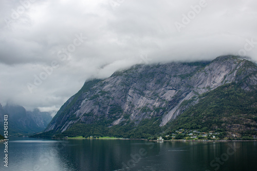 Panorama view of the Hardanger Fjord near Eidfjord Vestland in Norway (Norwegen, Norge or Noreg)