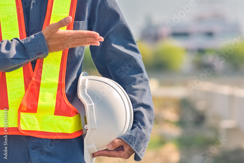 Engineer holding hard hat construction worker professional safety work industry building person manager service