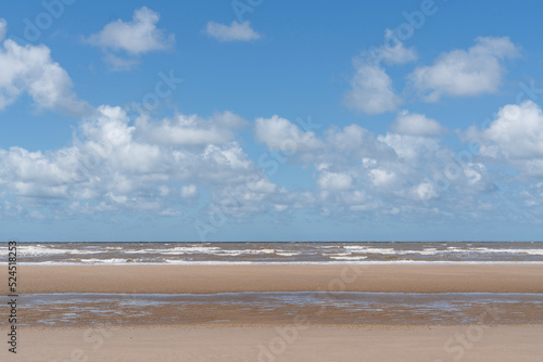 Beach scenery at Formby in the UK on a sunny summer day