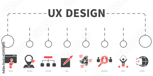 user experience design Vector Illustration concept. Banner with icons and keywords . Uuser experience design symbol vector elements for infographic web