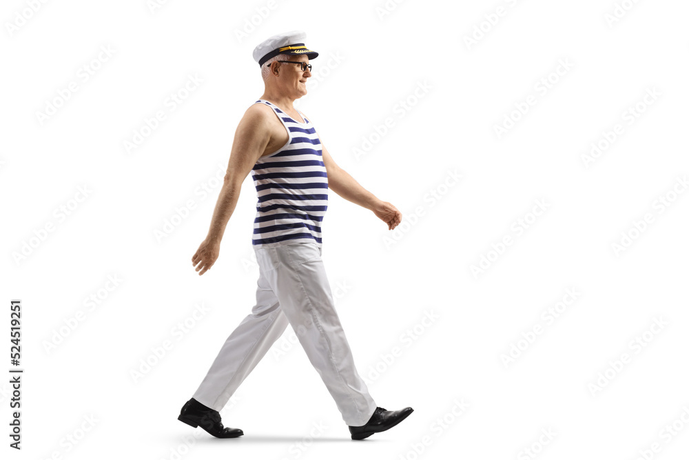 Full length profile shot of a sailor walking Full length profile shot of a sailor walking