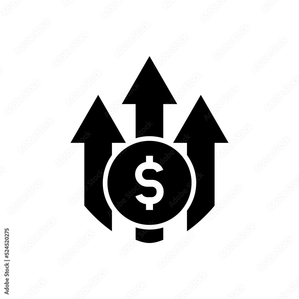 Money with arrow up, a bullish symbol for financial market icon vector Money with arrow up, a bullish symbol for financial market icon vector