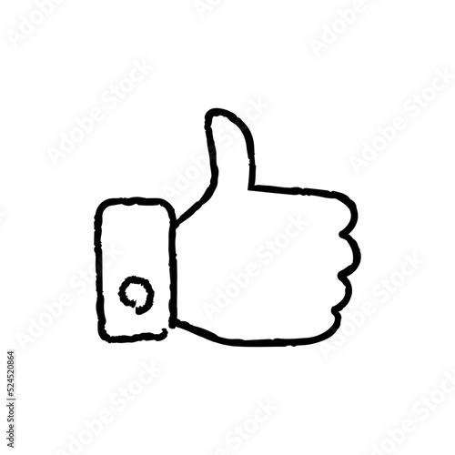 Thumbs up hand-drawn icon vector graphic illustration