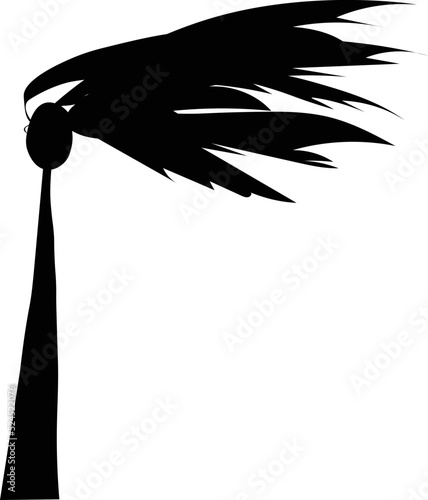 Palm Tree Silhouette Blowing in Hurricane Winds