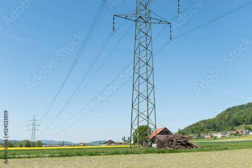 Power pole station near Lommis in Switzerland photo