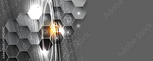 Artificial intelligence. Technology web background. Virtual concept