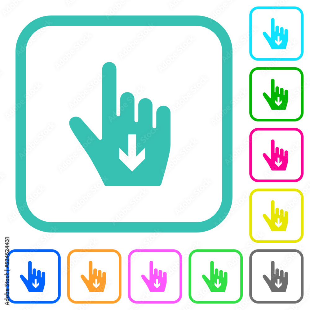 Fototapeta premium Hand cursor down solid vivid colored flat icons