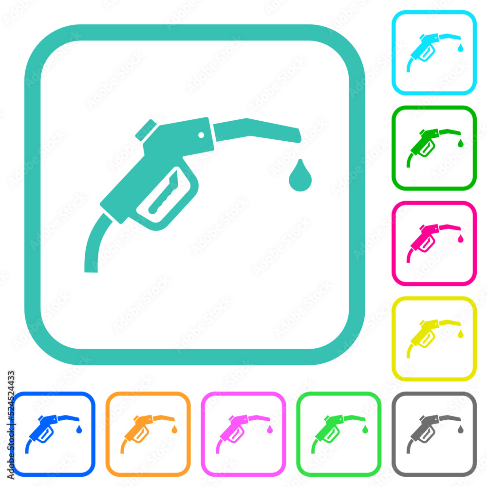 Gasoline pump fuel nozzle solid vivid colored flat icons Gasoline pump fuel nozzle solid vivid colored flat icons