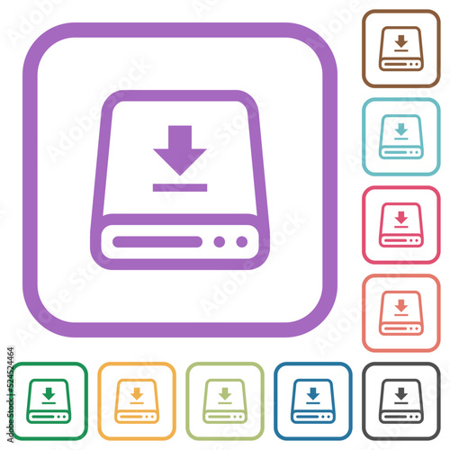 Download to hard drive outline simple icons