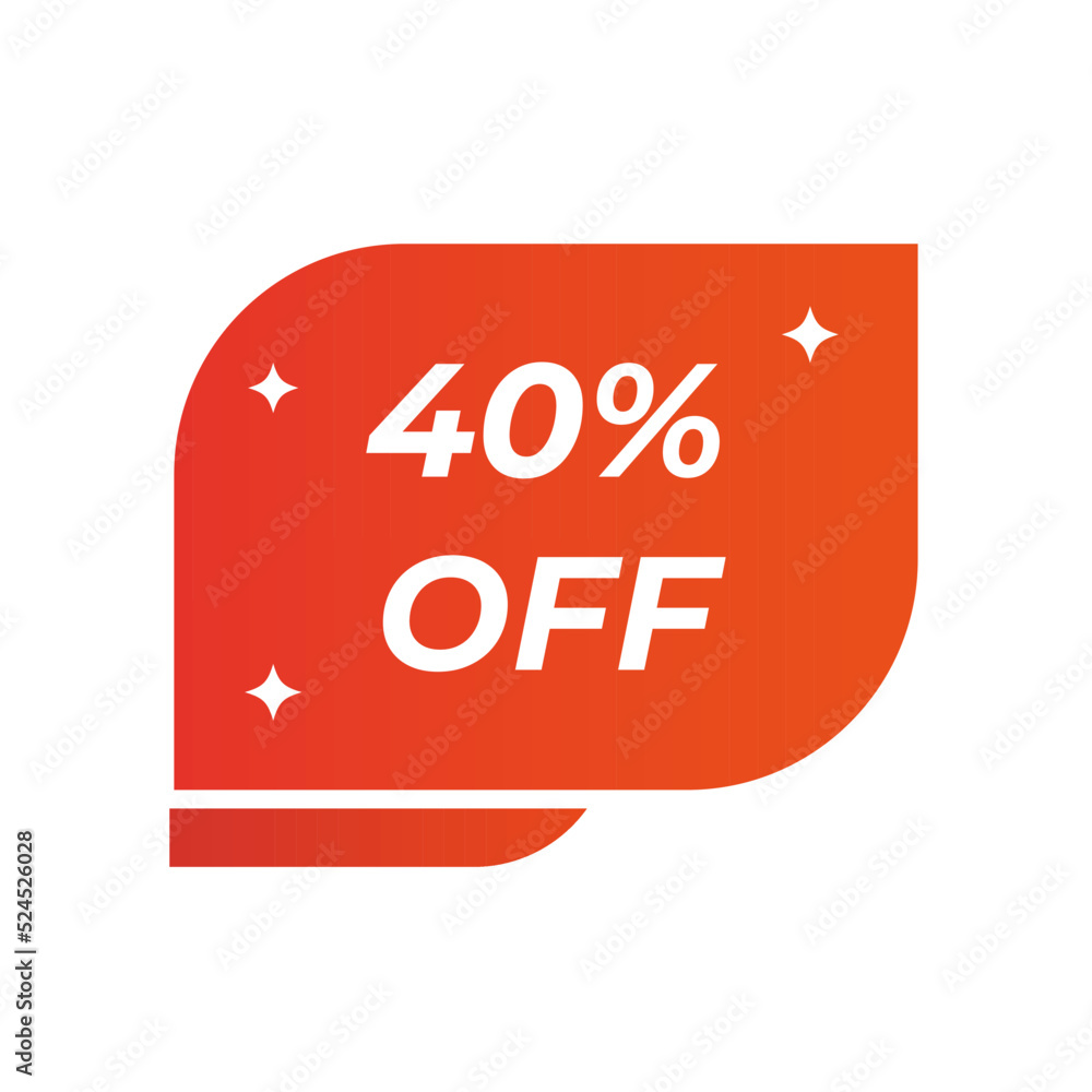Banner 40% off sale. Discount price. Discounted special offer announcement. Red with white stroke color conceptual banner for promotions and offers with 40 percent off Banner 40% off sale. Discount price. Discounted special offer announcement. Red with white stroke color conceptual banner for promotions and offers with 40 percent off