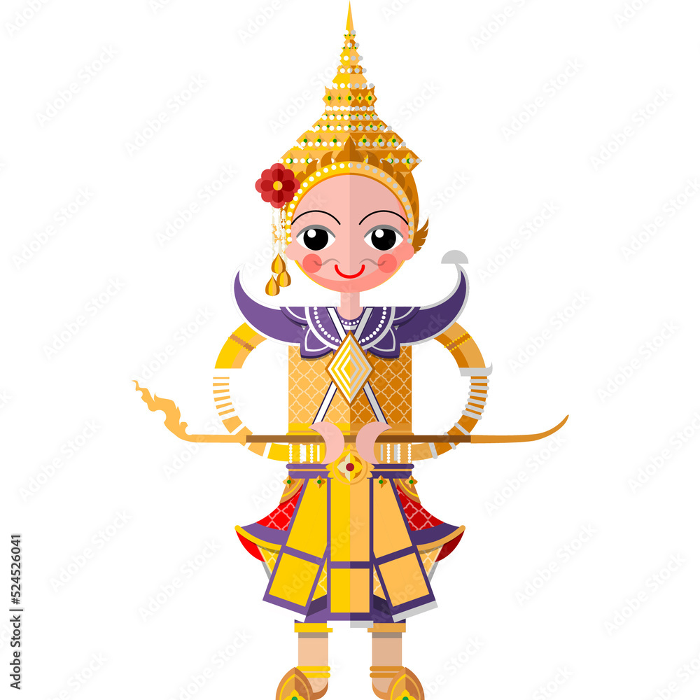 Khon Thailand Ramayana  in flat design