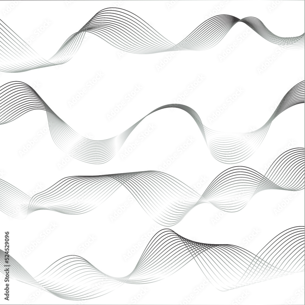 Abstract wavy gray stream element for design on a white background isolated. It used for Web, Desktop background, Wallpaper, Business banner, poster. Wave with lines created using blend tool. Abstract wavy gray stream element for design on a white background isolated. It used for Web, Desktop background, Wallpaper, Business banner, poster. Wave with lines created using blend tool.