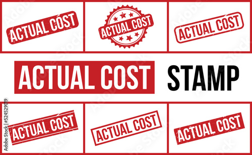 Actual Cost Rubber Stamp Set Vector