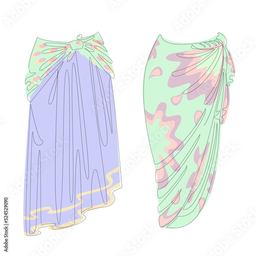 Silhouette of a girl's skirt. Women's clothing in a modern style one line. Solid line, decor outline, posters, stickers, logo. Vector illustration.