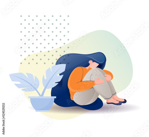 Young Women feeling sad - Stock Illustration