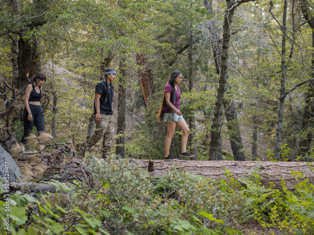 Obraz premium Indigenous friends hiking in nature