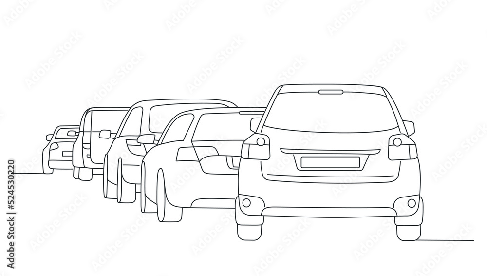 Obraz premium Rush hour traffic jam on freeway.