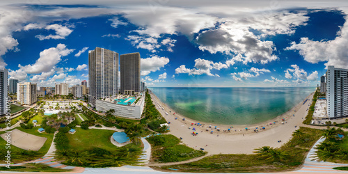 Aerial 360 equirectangular panorama Hallandale Beach Florida photo