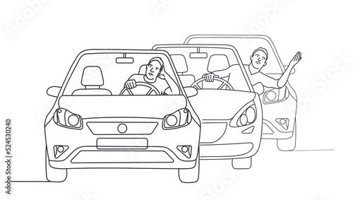 Traffic jam and road situation concept.