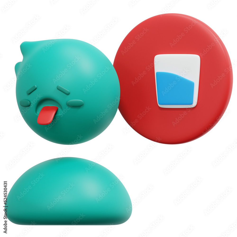 thirsty 3d render icon illustration thirsty 3d render icon illustration