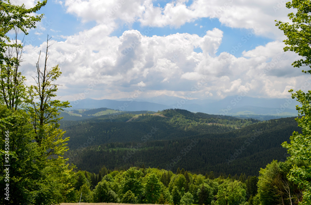 Naturally framed landscape in the Carpathian mountains