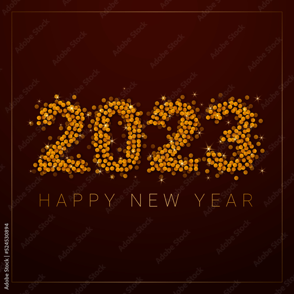 2023 new year banner with golden glitter