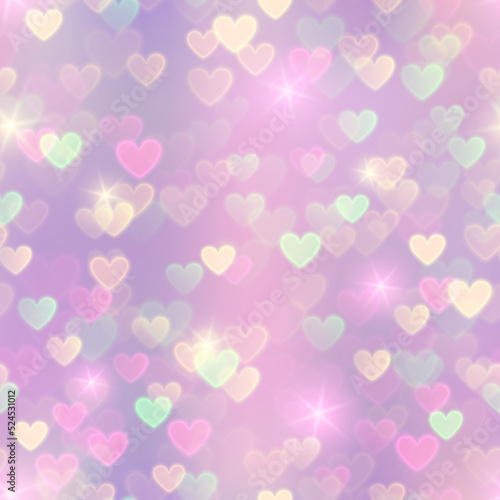 Romantic pattern with heart bokeh