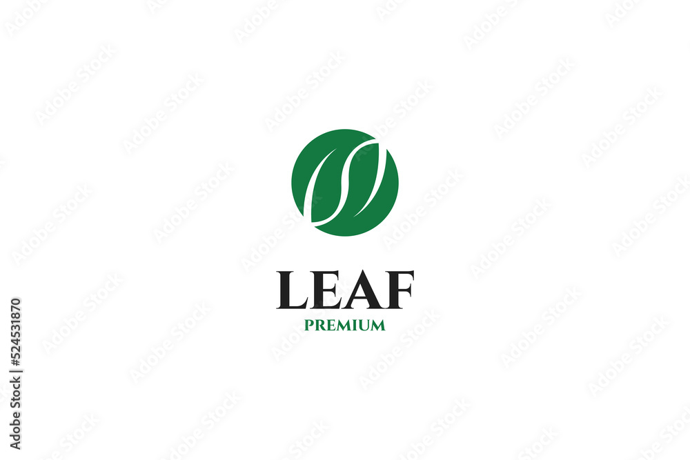 Flat leaf circle logo design vector illustration idea Flat leaf circle logo design vector illustration idea