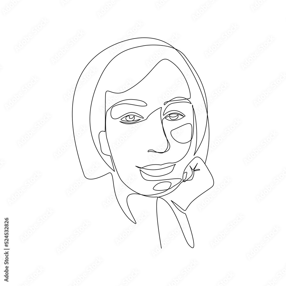 Vector illustration of woman portrait painted in line art style Vector illustration of woman portrait painted in line art style
