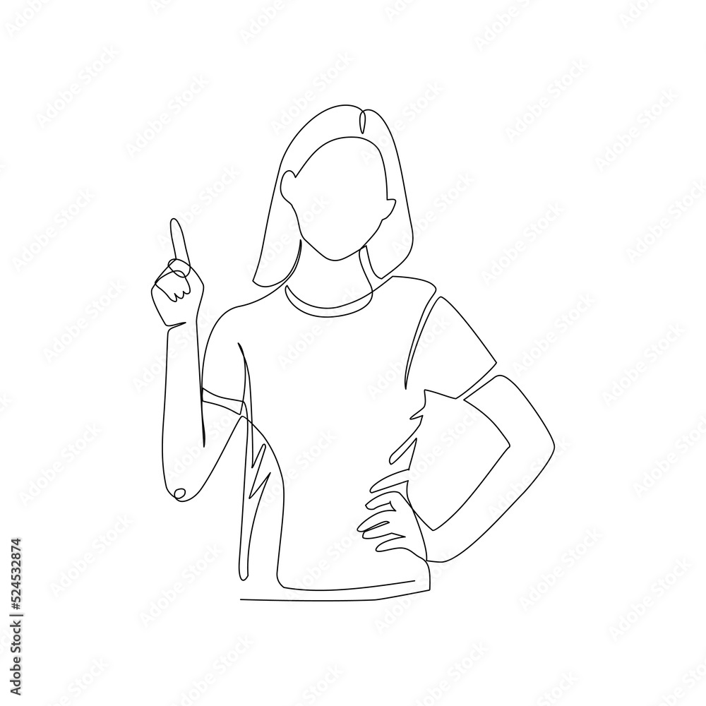 Vector illustration of a girl drawn in line art style Vector illustration of a girl drawn in line art style