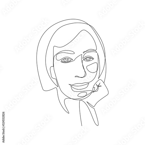 Vector illustration of woman portrait painted in line art style