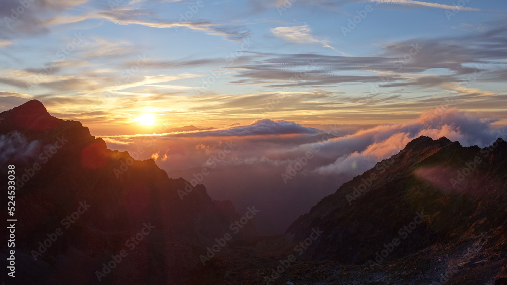 Zachód Słońca na Furkocie w Słowackich Tatrach.