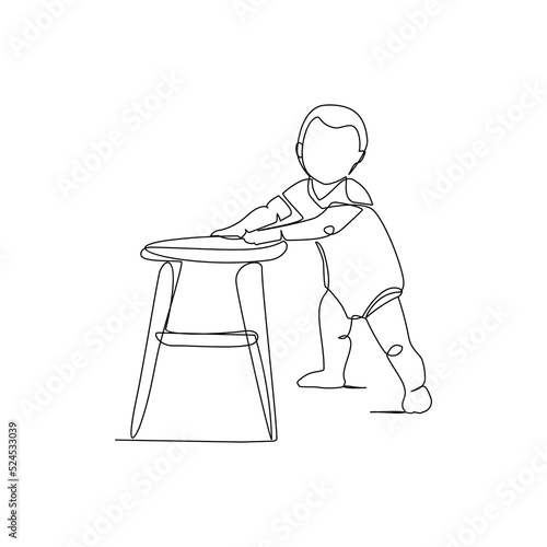 Vector illustration of a child drawn in line-art style