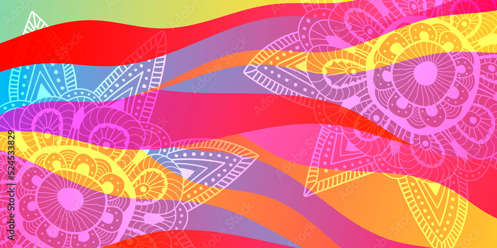 Obraz premium Abstract color background with waves and flower.