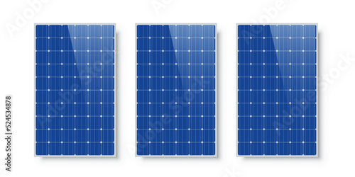 Solar panels isolated on white background. Alternative electricity source and sustainable resources vector illustration.