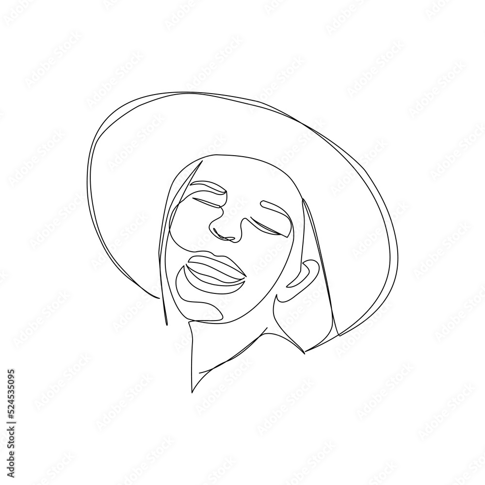 Vector illustration of smiling girl drawn in line art style Vector illustration of smiling girl drawn in line art style