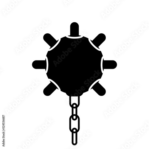 naval bomb or marine mine underwater, icon on a white background.