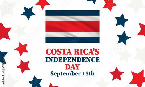 Costa Rica Independence Day is celebrated on September 15th. Poster, banner, background design. 