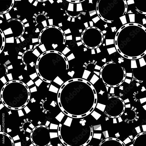 Casino poker roulette  chips gambling gaming chips icon seamless pattern vector graphic