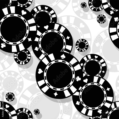 Casino poker roulette  chips gambling gaming chips icon seamless pattern vector graphic