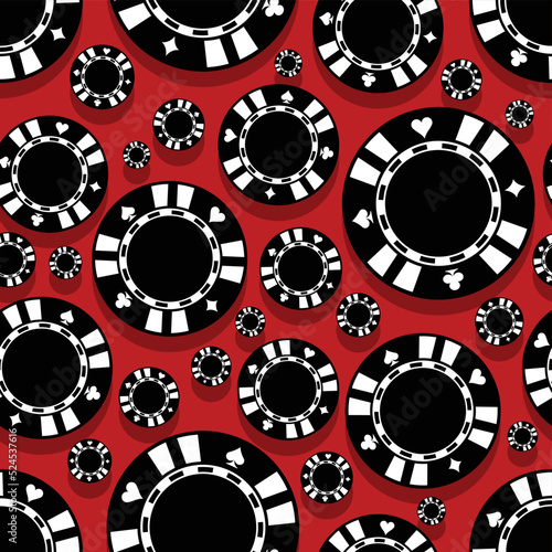 Casino poker roulette  chips gambling gaming chips icon seamless pattern vector graphic