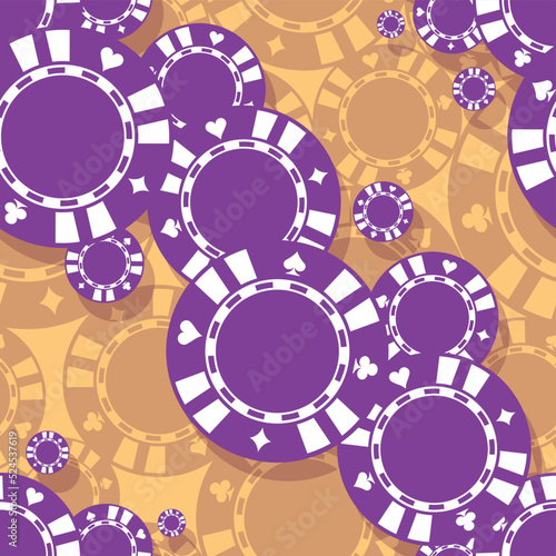 Gambling gaming chips casino poker roulette chips icon seamless pattern vector graphic